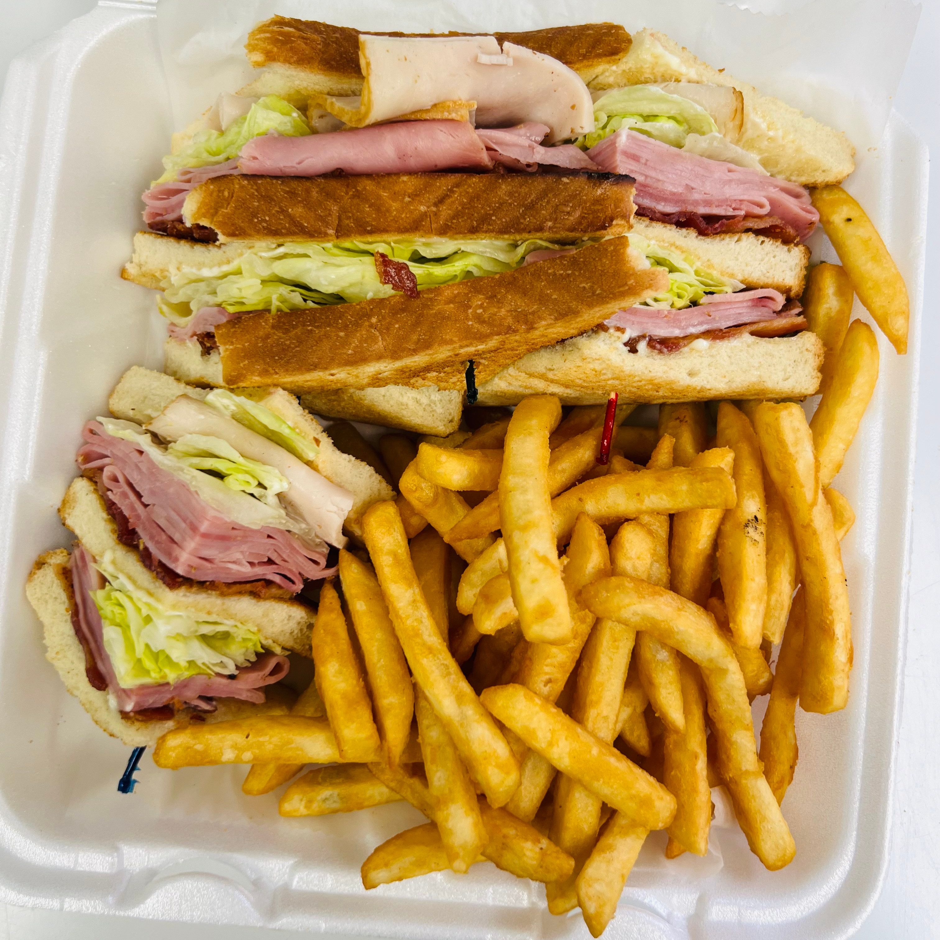 Ham & Turkey Club Sandwich.