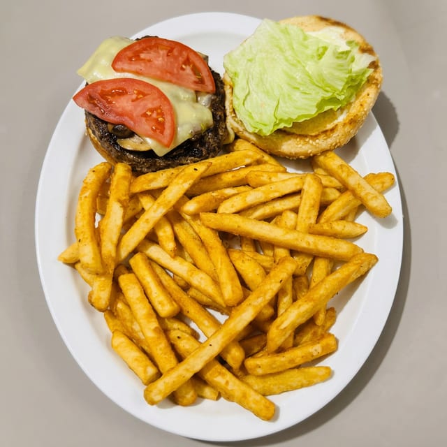 Mushroom Swiss Burger.